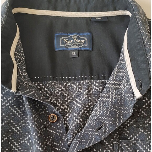 Nat Nast Shirt Black/White Short Sleeve Silk Blend Luxury Originals - Picture 3 of 10